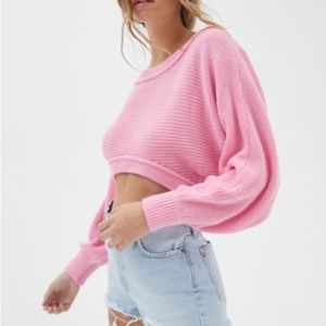 UO Stella Slouchy Pullover Sweater in Pink